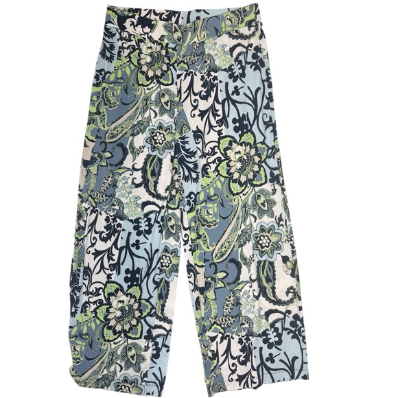 Chico's 1 pull on wide leg stretchy pants boho floral paisley - Picture 2 of 11